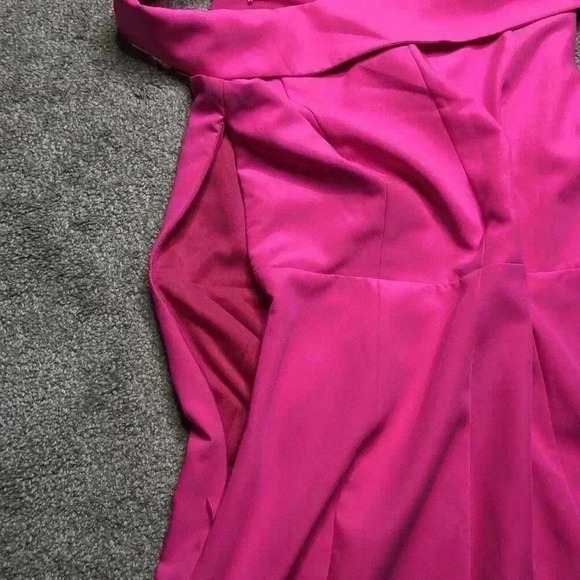 Sam Edelman Off The Shoulders Dress Sz 12 Barbiecore Shocking Pink Neon - Picture 11 of 11